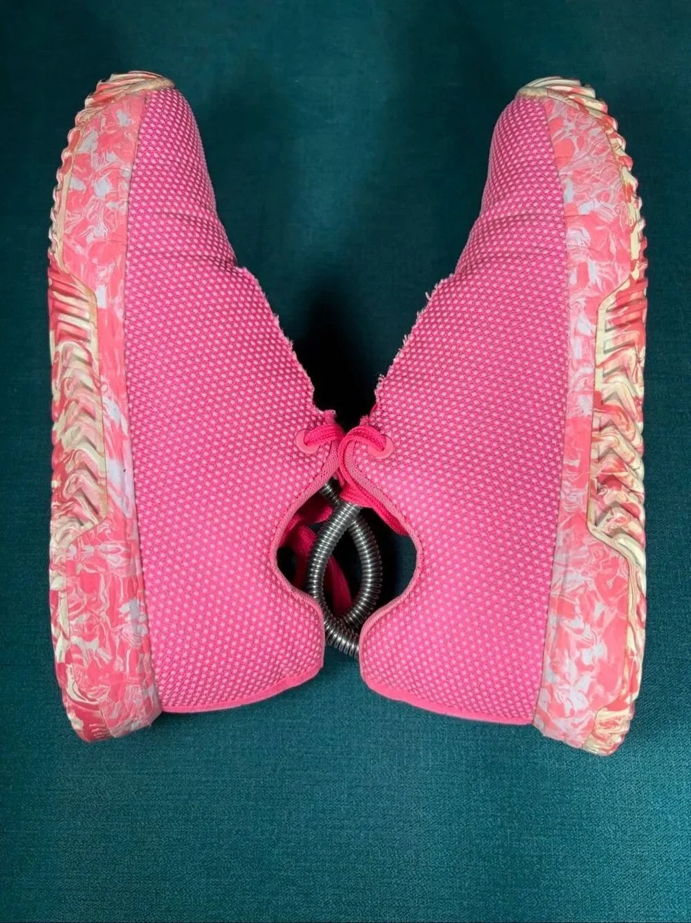 NOBULL Outwork Trainer Shoes Womens 8 Mens 6.5 Neon Pink Marble Sole Crossfit